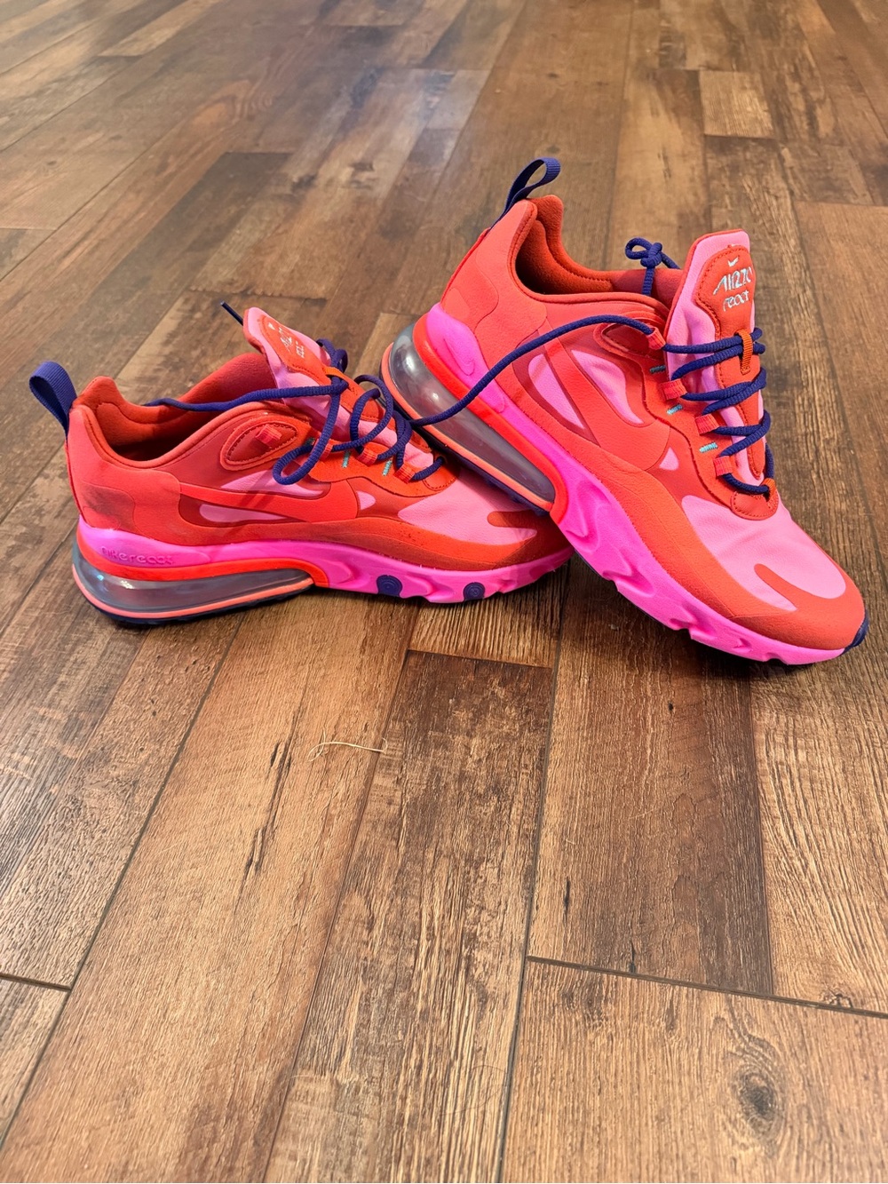 Nike Women's Air Max 270 React Bright Red Pink Athletic Shoes